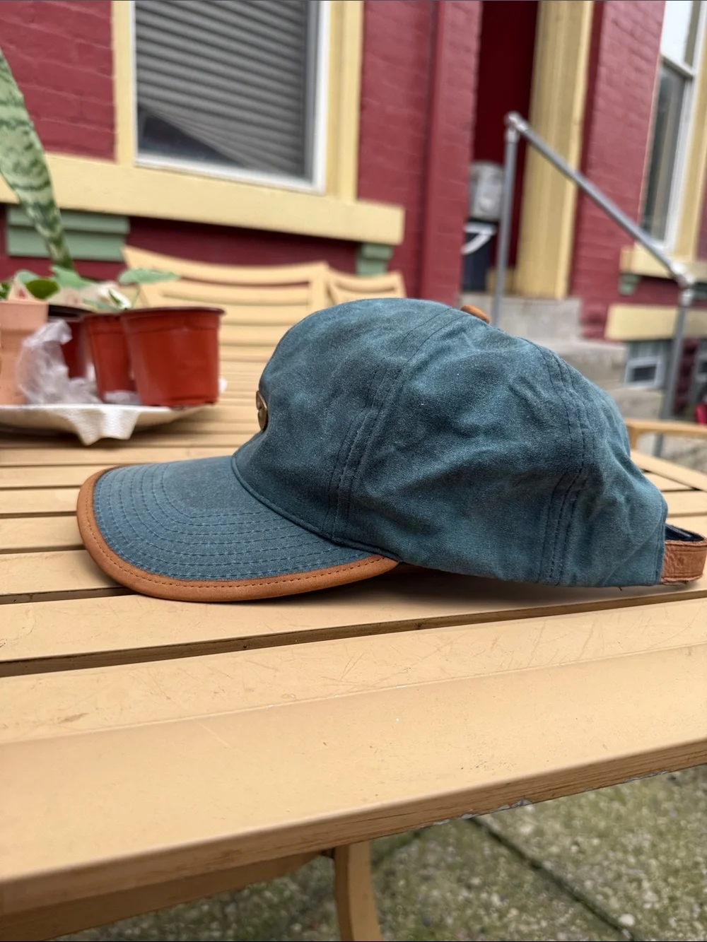 Vintage Nike Teal Golf Cap leather trim  Gold metal Swoosh
